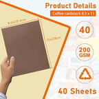 Guakicae 40 Sheets Coffee Color Cardstock 8.5 x 11 Craft Paper, 75lb Heavyweight Dark Brown Card Stock for DIY Cards Making, Wedding Invitations, School Crafting, Greeting Cards