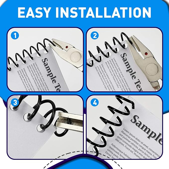 150 Pack Spiral Binding Coils, 4:1 Pitch Plastic Binding Coils Kit, 6 Different Sizes Spiral Coils for Binding 1/4", 5/16", 3/8", 1/2", 5/8", 3/4", Black Binding Spirals