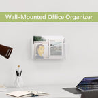 EasyPAG Single Pocket Wall File Organizer, Mesh Hanging File Folder Organizer for Letter/A4 Size Folders, Wall Mounted Vertical Mail Holder for Paperwork, Office, Home, School, White
