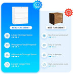 Greenvelly 3 Drawer File Cabinet, Metal Filing Cabinet with Lock, White Lateral File Cabinet for Home Office, Locking File Cabinet for Letter/Legal/F4/A4 Size Hanging Files, Easy Assembly