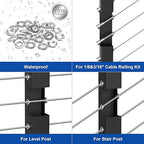 BLIKA 20Pack Cable Railing Adhesive Sleeves for 1/8" 5/32" 3/16" Wire Rope Cable, T316 Stainless Steel, 2.8mm Thickness Cable Railing Protector Adhesive Sleeves for Deck Stair Cable Railing Post Kits