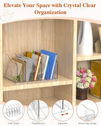 COWVTUJ Adjustable Rose File Organizer for Desk, Vertical File Folder Holders for Magazines, Upright Desktop Binder Organizer, Clear Paper Bookshelf Divider File Sorter for School Office Supplies