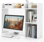 Tangkula Desktop Bookshelf, Countertop Storage Hutch with 5 Shelves for Computer Desk, Desk 3-Tier Display Rack, Multipurpose Wood Desktop Hutch Storage Organizer for Dorm Office Home