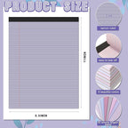 Fuutreo 8 Pcs 8.5'' x 11'' Colored Legal Pad Writing Pads Narrow Ruled 50 Sheets Per Notepad Perforated Writing Notepad Office Supplies for College Office Business (Taro Color)