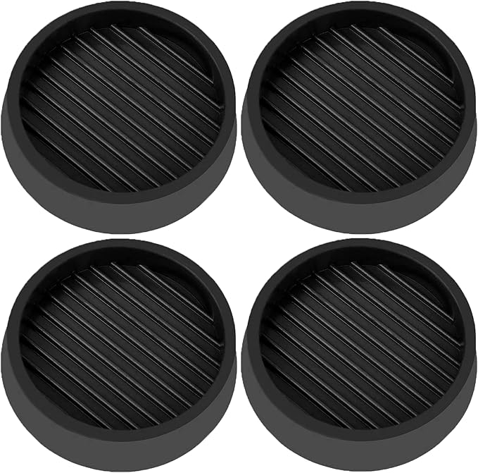 VOCOMO 3X3 Round Rubber Caster Cups, Non Slip Furniture Pads, Anti-Slip Gripper, Anti Skid Furniture Feet, Anti Slide Floor Protector for Bed Couch Table Chair Stoppers - Black, 4 Pack