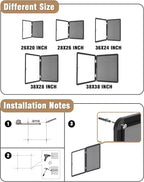 Mifuro 38"x28" Enclosed Bulletin Board, Lockable Weather-Resistant Aluminum Cork Noticeboard for Hospital School & Office, Black Frame w/Grey Flet