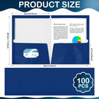 Yeaqee 100 Pack 2 Pockets Glossy Laminated Paper Folder First Day of School Presentation Folder Letter Size Two Pocket File Portfolio Holder Back to School Items Bulk for Teacher Office (Blue)