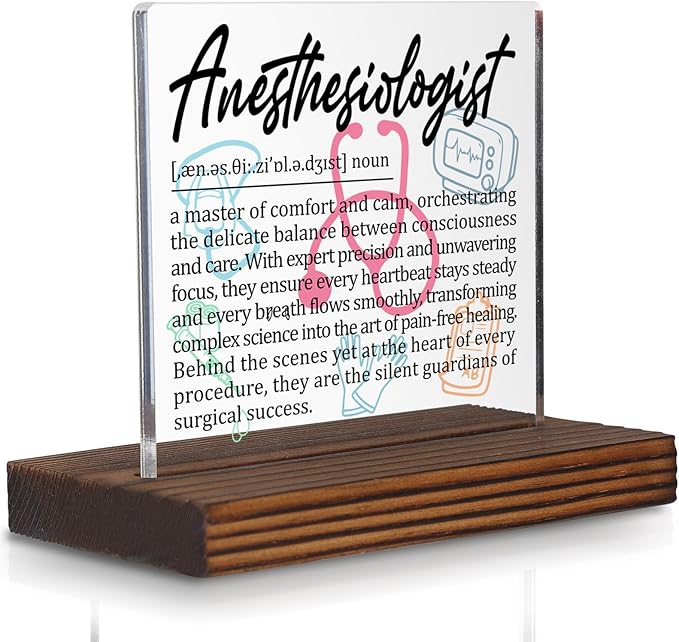 Anesthesiologist Gifts, Thank You Appreciation Gifts for Anesthesia Doctors Week Graduation Birthday Christmas Surgical Support Staff Office Desk Decor Decorative Signs Plaque PA021