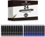 Dryden Designs Fountain Pen - Medium and Fine Nibs | Includes 24 Ink Cartridges and Ink Refill Converter | Calligraphy Pen, Consistent Writing, Smooth Look - Intense Black.
