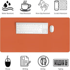 Bloss Orange Desk Mat 31.5"x15.7", Waterproof Large Desk Pad, Leather Desk Matt for Desktop, Computer Mat for Office/Home/Decor