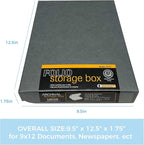 Lineco Folio Storage Box, Clamshell Design with Metal Edge. 9.5x12.5x1.75, Archival Boxboard, Preserve Photos, Prints, Cards, Magazines, Documents, Art, Ephemera, Family Records, Gray, Pack of 2