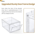 Amllas 12 Pack Clear Shoe Boxes Stackable,Shoe Storage Boxes for Closet,Sturdy Shoe Box Storage Containers with Clear Door,Sneaker Storage,Easy to Assemble,Fit up to US Size 12(13.8”x 9.84”x 7.1”)