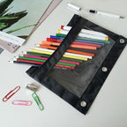 YoeeJob Pencil Pouch for 3 Ring Binder, Binder Pouches with Zipper Bulk, Pen Holder Case with Clear Window School Class Office Organizers, 24 Pack, Black