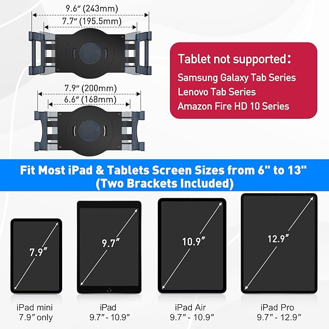 AboveTEK Retail Kiosk iPad Stand, 360° Rotating Commercial POS Tablet Stand, Fits 6"-13" (Screens) iPad mini Pro-Business Swivel Tablet Holder, for Store Office Reception Kitchen Desktop (Black)