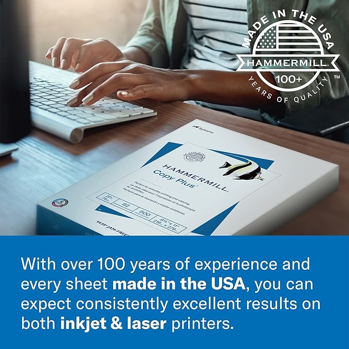 Hammermill Printer Paper, 20 Lb Copy Paper, 8.5 x 11 - 3 Ream (1,500 Sheets) - 92 Bright, Made in the USA, 500 Count (pack of 3)
