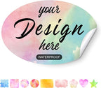Custom Personalized Labels - Oval Stickers With Any Design, Image, Logo, Text for Business, Thank You Labels, 100 Count (2"x1")