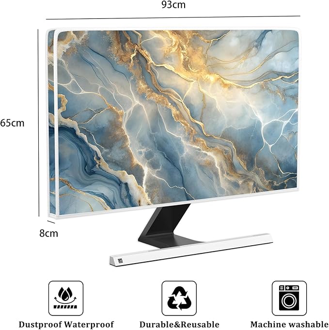 Baocicco Gold Blue Waterproof Screen TV Cover 37, 38, 39 Inch Modern Full Body Covers for Television Screen Panel Case TV Sleeve Compatible with Television LCD LED PC, Desktop and Home TV