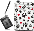 BWEGRHE Small Travel Wallets, Cute Dog Paw Prints Slim Minimalist Front Pocket Wallet with Wristlet, RFID Blocking PU Leather Credit Card Holder with ID Window Change Purse for Men Women