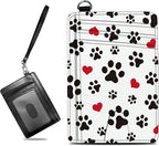 BWEGRHE Small Travel Wallets, Cute Dog Paw Prints Slim Minimalist Front Pocket Wallet with Wristlet, RFID Blocking PU Leather Credit Card Holder with ID Window Change Purse for Men Women