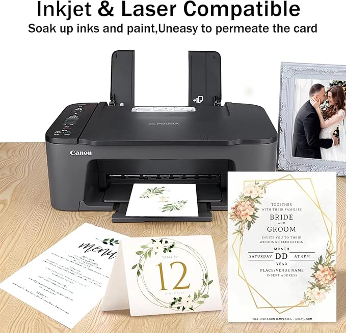 24 Sheets White Cardstock 8.5 x 11 Thick Paper, Goefun 80lb Card Stock Printer Paper for Invitations, Menus, Wedding, DIY Cards