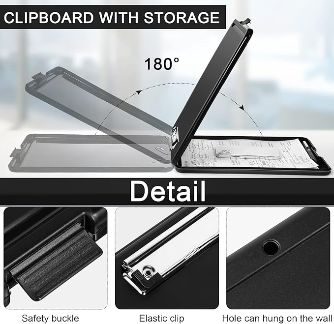 Mimorou 10 Pcs Clipboard with Storage,9.5 x 13.5 Inch Plastic Heavy Duty Foldable Clip Board with Pen Holder Low Profile Clipboard for Nurse Teacher Classroom Office Back to School Supplies