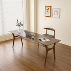OSCHF Solid Wood Study Desk - 78.8" Double Long Computer Table for Home Office, 2-Person PC Workstation, Walnut