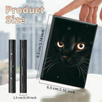 BWEGRHE Slim Credit Card Holder, Black Cat Glitter RFID Blocking Metal Wallet for Men & Women, Aluminum Minimalist Hard Case Pocket-Sized Business Cards Organizer (Fits Up to 10 Cards)
