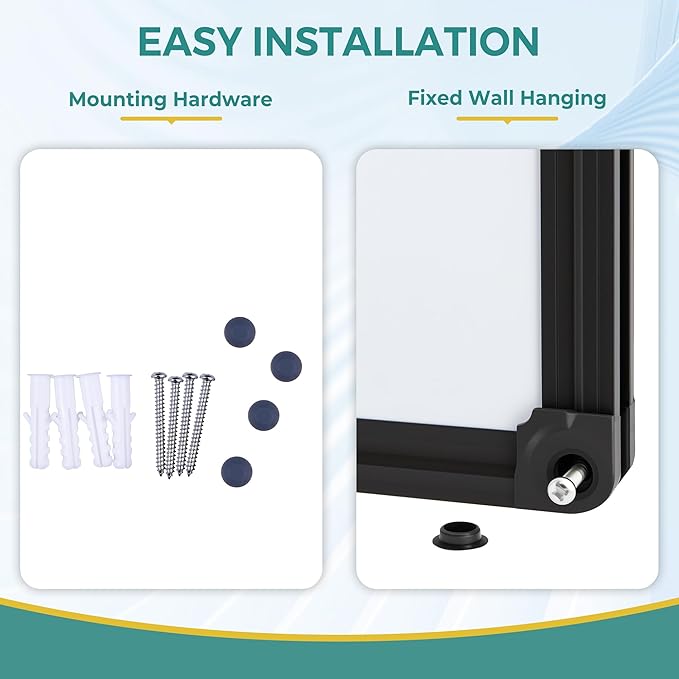 Magnetic Dry Erase Board, 40" x 28" Presentation Whiteboard with Pen Tray, Wall-Mounted White Board for Office Collaboration, Classroom Teaching & Agile Management, Black Aluminum Frame