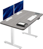 VIVO Electric 48 x 30 in Standing Desk, Memory Height Adjustment, 1B Series, Holds 220 lbs, One-Piece Dark Gray Top, White Frame, DESK-KIT-1W5G