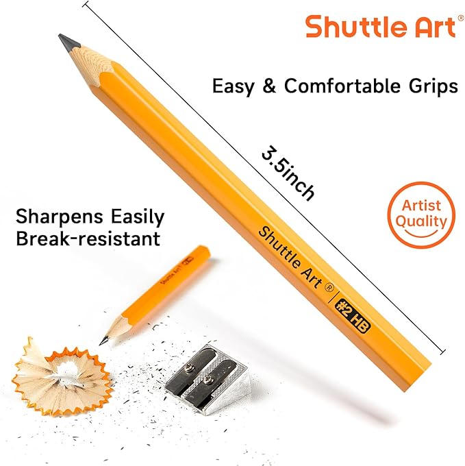 Shuttle Art 600 Pack #2 HB Mini Pencils, Wood-cased, Pre-sharpened for Kids & Teachers, Classroom Essentials, Back to School Supplies