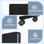 Acoustic Room Divider Privacy Panel with Wheels, 4 Panel Soundproof Room Divider (Aluminum Frame) for Room Partition, Folding Room Dividers Separation Office Cubicle Wall Sound Proof Partition Divider