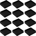 2.5X2.5 Rubber Caster Cups, Non Slip Furniture Pads, Anti-Slip Gripper, Anti Skid Furniture Feet, Anti Slide Floor Protector for Bed Couch Stoppers - 12 Pack Black