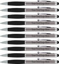 SyPen Personalized Pens With your Custom Logo or Text-300 Pack Bulk-for Businesses, Parties, and Events, 2 in 1 Ballpoint Pen & Stylus Compatible with Touchscreen Devices, Grey Barrel, Black Ink