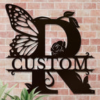 Personalized Custom Letter Name metal Signs,Custom Black Letter Monogram Wall Art Decor,Metal Signs Plaques Outdoor wall Decorative Signage (R)