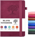 PERCUN Blank Journal Ntebook for Men & Women, 160 Pages Blank Journals for Writing, Drawing,Sketch Book,5.9" x 8.5" Leather Sketchbook, Unlined Notebook for Work, School, Art (Burgundy)