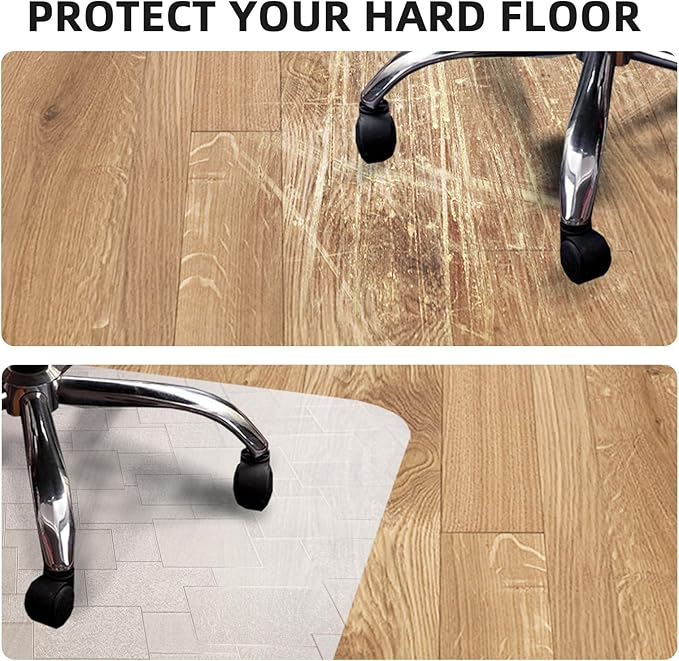 Chair Mat for Hardwood Floor, 45x53 inches Floor Mat Protector for Office Chair, Desk, Home, Frosted Pattern Rectangle Floors Protector