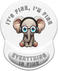ITNRSIIET Ergonomic Mouse Pad with Gel Wrist Support Small Wrist Rest Smooth Surface Non-Slip PU Base Comfortable Office Supplies Pain Relief, 8.7 x 7.2 inches, Pretty Fine Elephant White