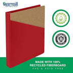 Samsill 1 Inch 3 Ring Binders, Made in USA, Economy Round Ring, Clear View Cover, 200 Sheet Capacity - for School, Home, Office - Red, 4 Pack