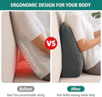 TANYOO Back Support Pillow for Recliner Soft Dual Layer Lumbar Support Pillow with Memory Foam Shreds Ergonomic Orthopedic Couch Back Cushions for Elderly Lower Back Pain Relief Dark Grey