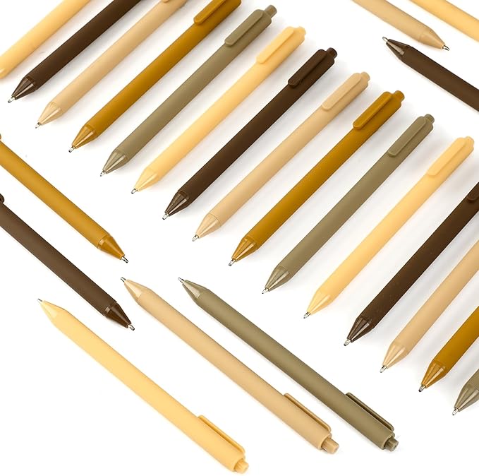 25 Pcs Ballpoint Pens Bulk Retractable Writing 1. 0 mm Black Ink Cute Pens Smooth Writing Color Fancy Gift for Teacher Student Employee Office School Home Baby Shower Supplies (Brown Series)