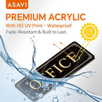 ASAVI “OFFICE” Acrylic Door Sign – Waterproof & Fade-Resistant Office Label with Strong Adhesive + Pre-Drilled Holes (8.7"x3") | Ideal for Doors and Walls in Offices, Lobbies, and Workspaces (Black gold)