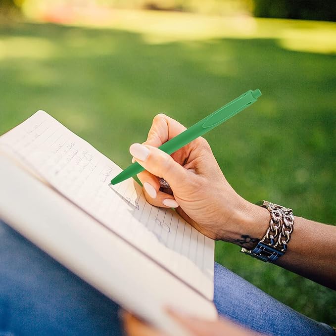 Aozora Pens Bulk 30 Pack Click Pens No Bleed Wholesale Retractable Ballpoint Pens Medium Point,Smooth Ink Pens for Journaling School Office Supplies 1.0MM (Green Ink)