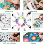 WELLOKB Alcohol Markers Set, 120 colors Alcohol Based Dual Tip, Broad and Fine Tip for Adult Coloring Books, Drawing, Sketching