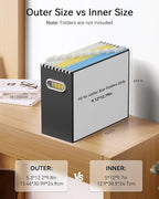 Oterri Cardboard File Organizer Box for Hanging File Folders Letter Size,File Box for Computer Desk,File Cabinet,Working Home,Office,Classroom（Black, Letter Size - 4 Packs）
