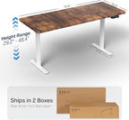 VIVO Electric 71 x 30 in Rustic Standing Desk, Memory Height Adjustment, 1B Series, Holds 220 lbs, Vintage Brown Top White Frame, DESK-KIT-1W7N