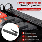 Power Tool Organizer Wall Mount with Charging Station, Heavy Duty Metal Cordless Drill Holder, Garage Tool Storage Battery Rack with 8 Outlet, Gift for Men Husband Dad Birthday Anniversary Red
