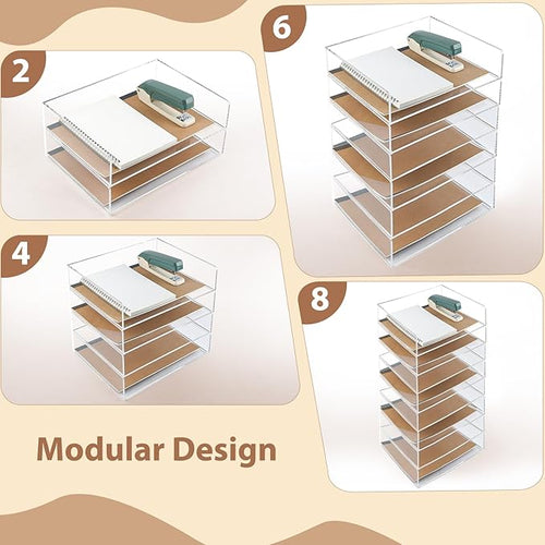 2 Pack Acrylic Paper Tray Organizer for Desk Clear File Organizer,Acrylic Desk Organizers and Accessories Sorter,Perfect for File Paper, Ipad, Letter, A4 Office File, Books, Notes.