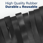 LotFancy Large Rubber Bands, 30Pcs Size #107 Big Wide Elastic Bands, Heavy Duty Black Long Rubber Bands for Office Supplies