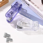 Temiary Swing-Arm Swivel Stapler with 400 Staples, 360 Degree Rotate Desktop Staplers for Booklet or Book Binding, 25 Sheet Capacity for Desk Classroom Office Supplies (Transparent)
