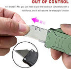 Caressolove Switch Blades Knife Push Button, Aviation Aluminum EDC Box Cutter Retractable, Utility Knife Double Action Automatic, With 10pcs SK5 Blade Assisted Opening Pocket Knife With Clip